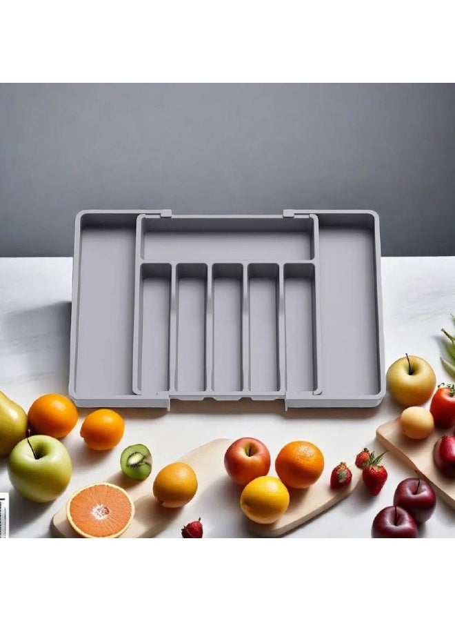 Kitchen Utensil Drawer Organizer Space-Saving Drawer Organizer Expandable Made of High-Quality Plastic Organizes All Your Kitchen Utensils 8 Compartments - Image 2